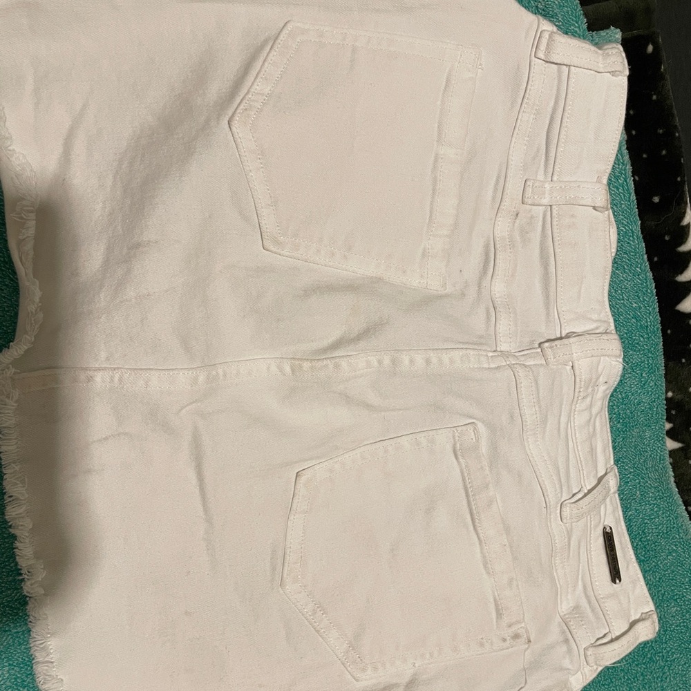 Carve Designs White Denim Cutoff Shorts with Label Detail